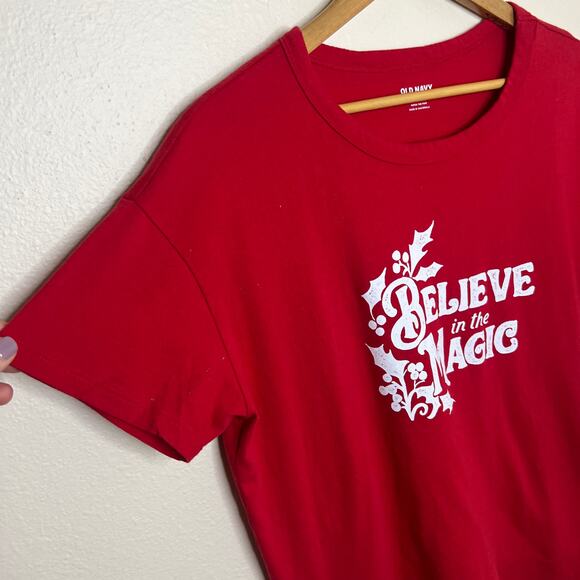 Old Navy Easy Tee Red Holiday Tee Large - Picture 3 of 7